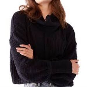 Free People Black Cowl Neck Sweater